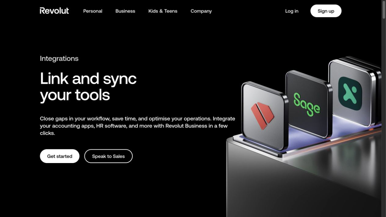 Revolut Business integrations page
